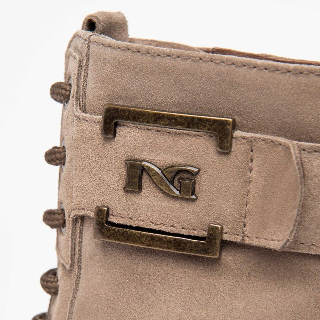 Nero Giardini Sand Lace Up Platform Boots With Logo Buckle