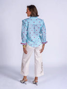 New Day Originals Beo cotton blouse back view relaxed fit blue stripe