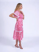 New Day Originals pink midi dress side view tie waist