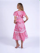 New Day Originals pink printed dress back view