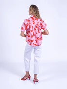New Day Originals cotton poplin lobster print blouse with high low relaxed fit