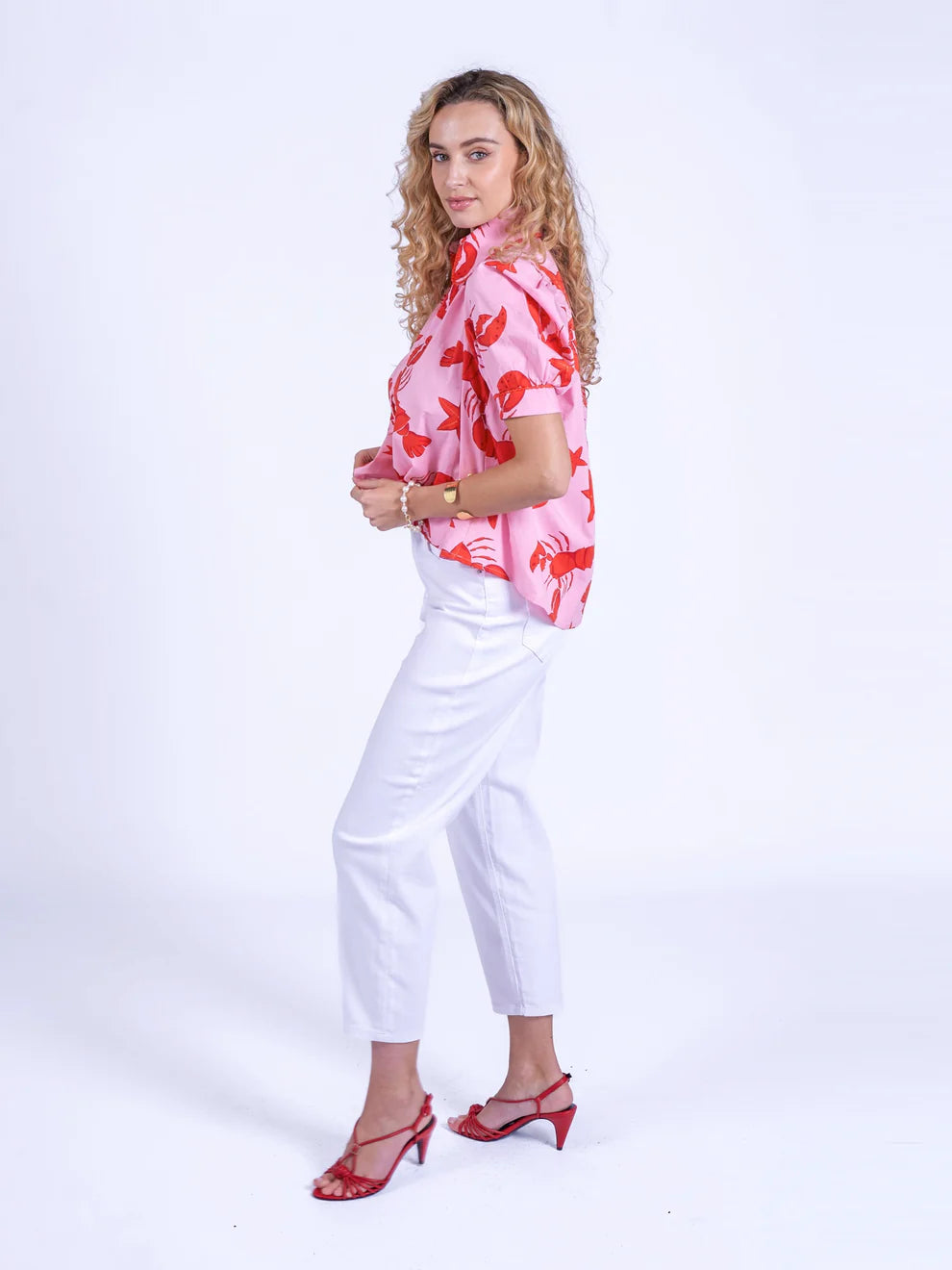 New Day Originals lobster print blouse relaxed fit cotton poplin