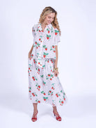 New Day Paddington strawberry print blouse worn with matching skirt