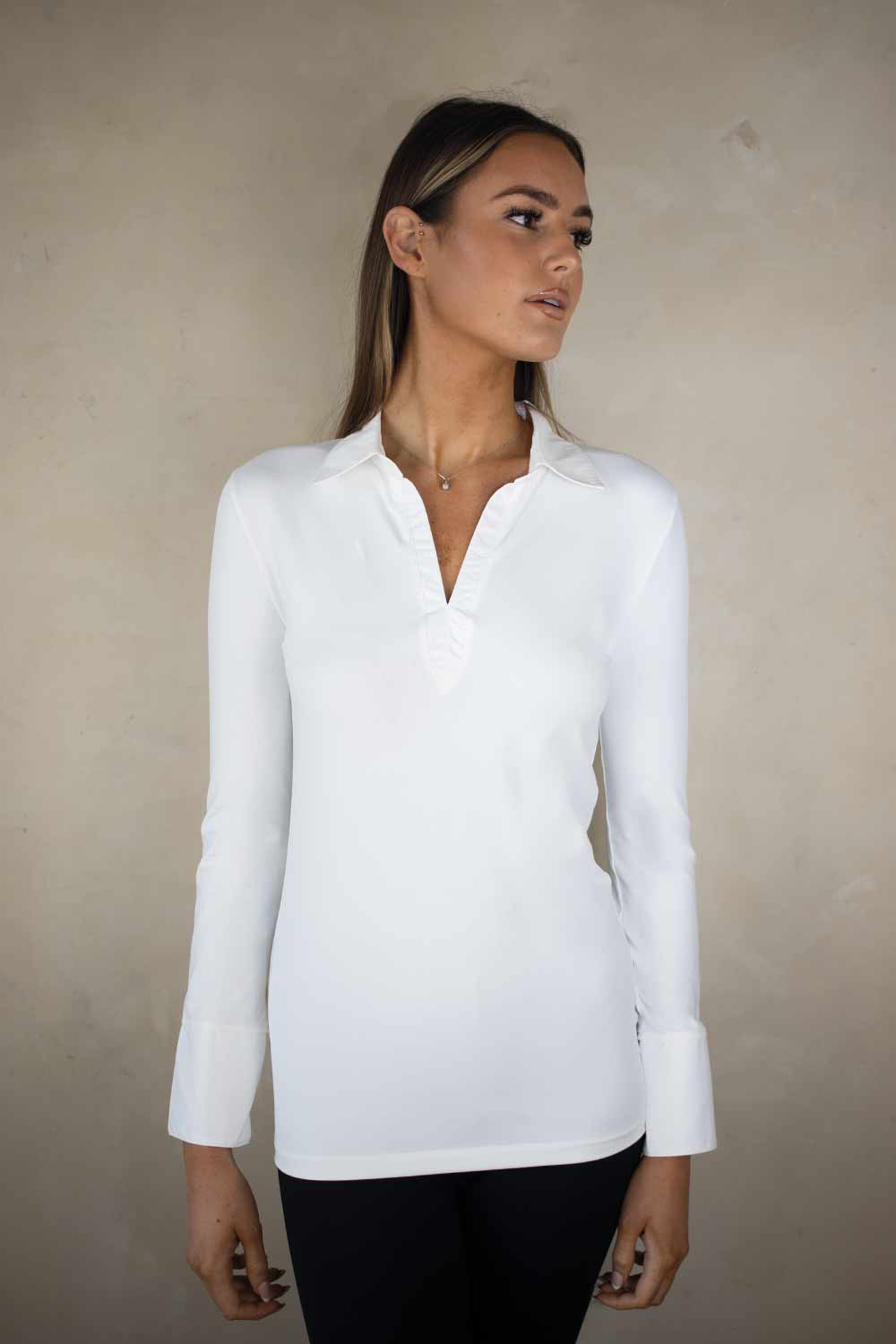 No2moro Anna Long Sleeve Layering T-shirt With Collar In Cream