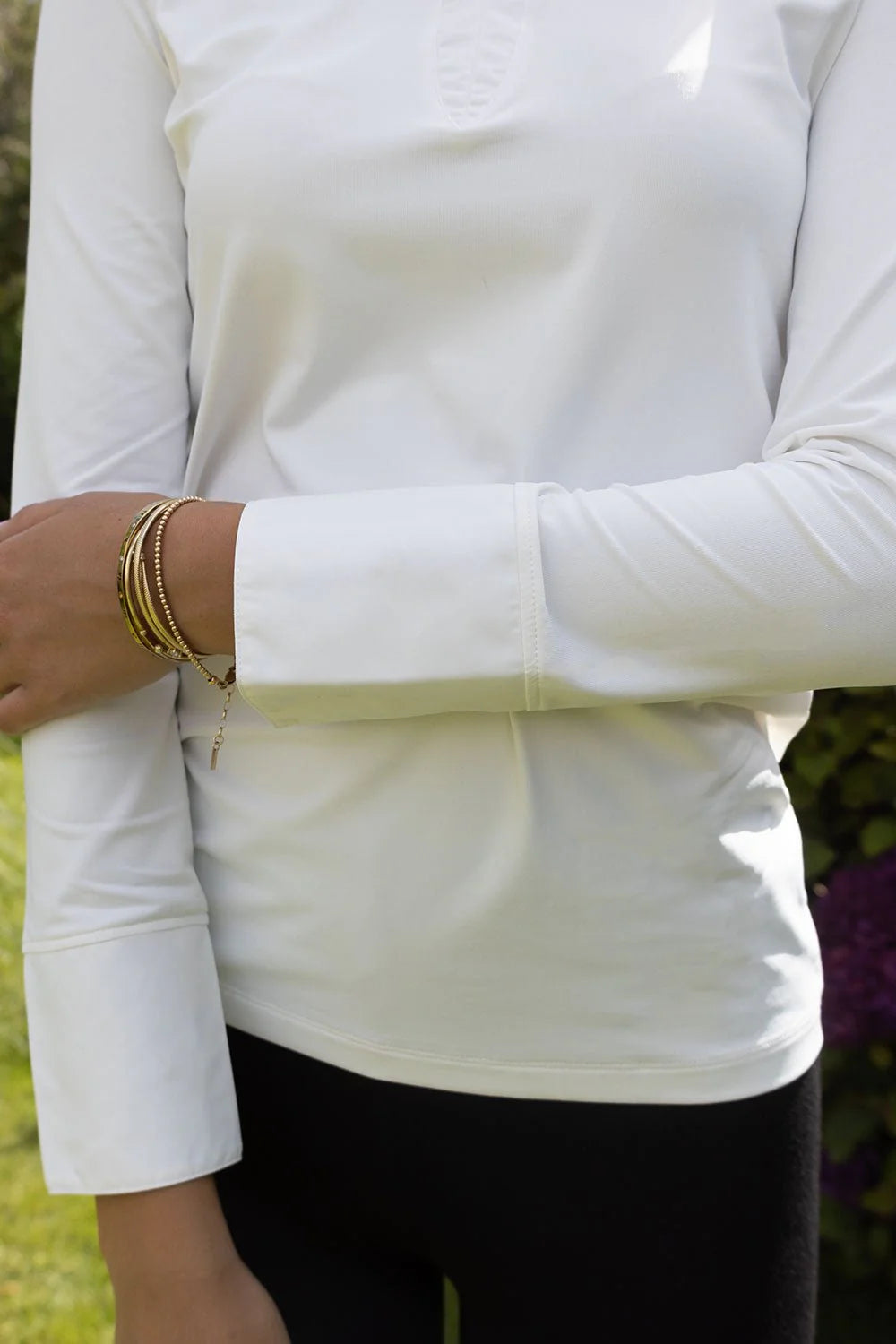 No2moro Off White Anna Long Sleeve Layering T-shirt With Collar