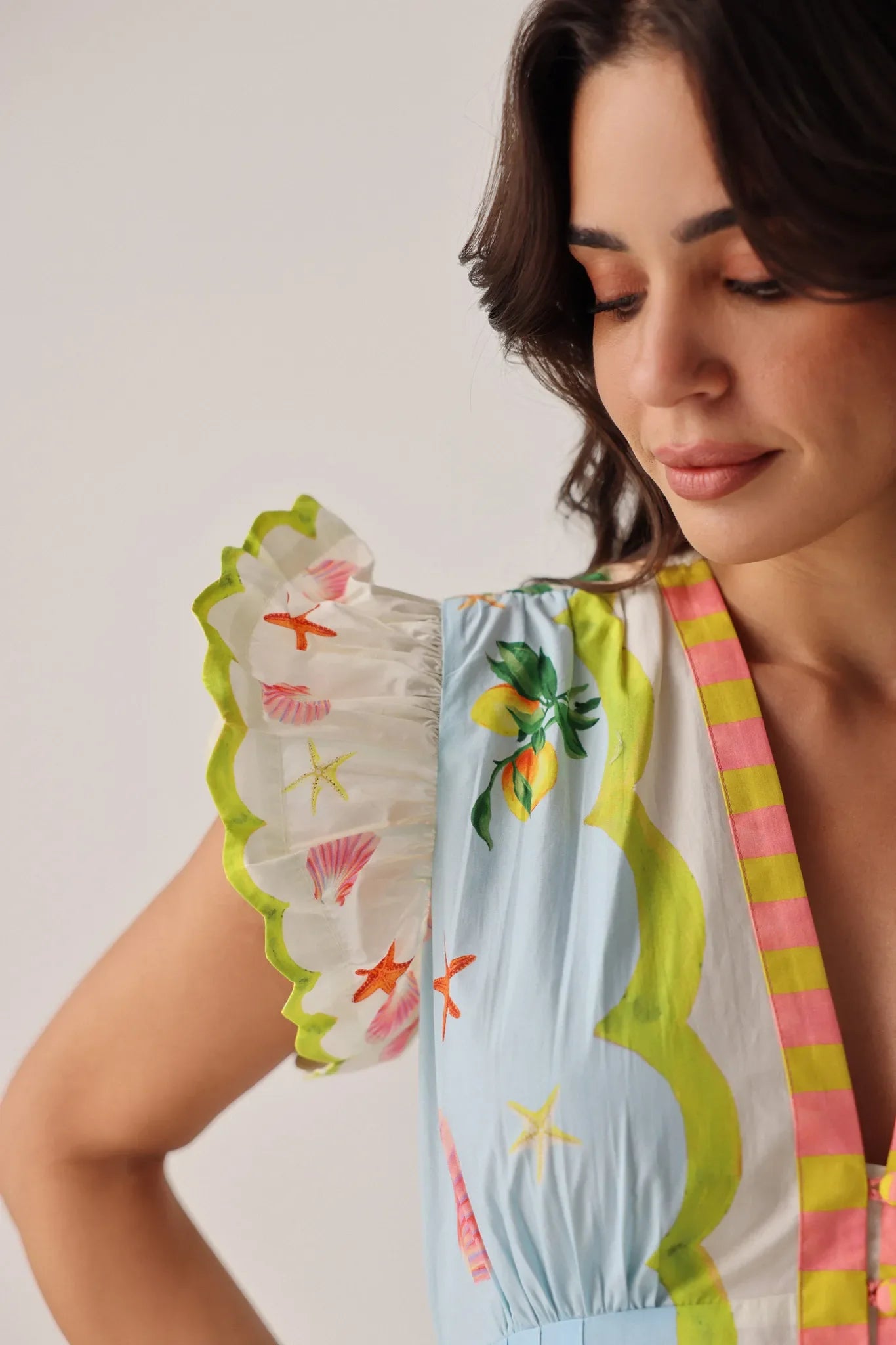 NOIB Estrella zest print dress detail bodice and buttons