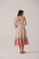NOIB Nora floral A-line dress back view smocked waist