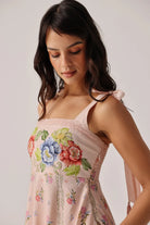 NOIB Nora floral midi dress square neckline tie strap detail