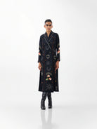NOIB Willow black Postcards & Petals print maxi blazer dress with double-breasted front – full model view