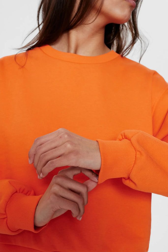 Numph Numyra Orange Sweatshirt With Ribbed Cuffs