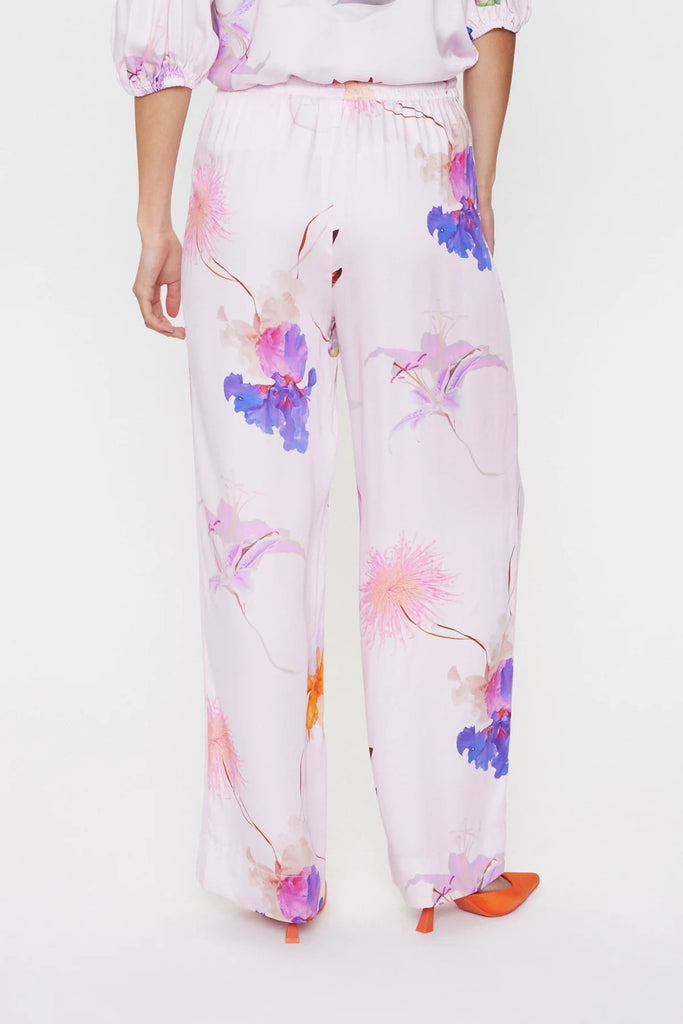 Numph Lilac Floral Print Wide Leg Trousers With Pockets