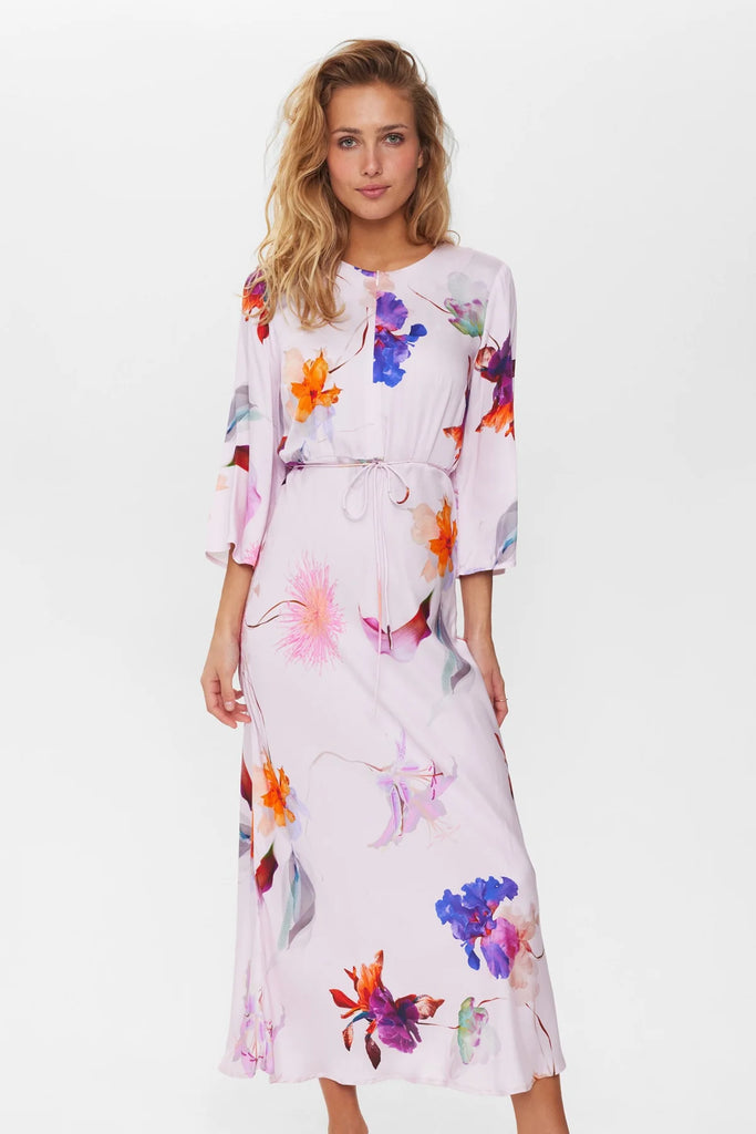 Numph Nurita Lilac Floral Print Midi Dress