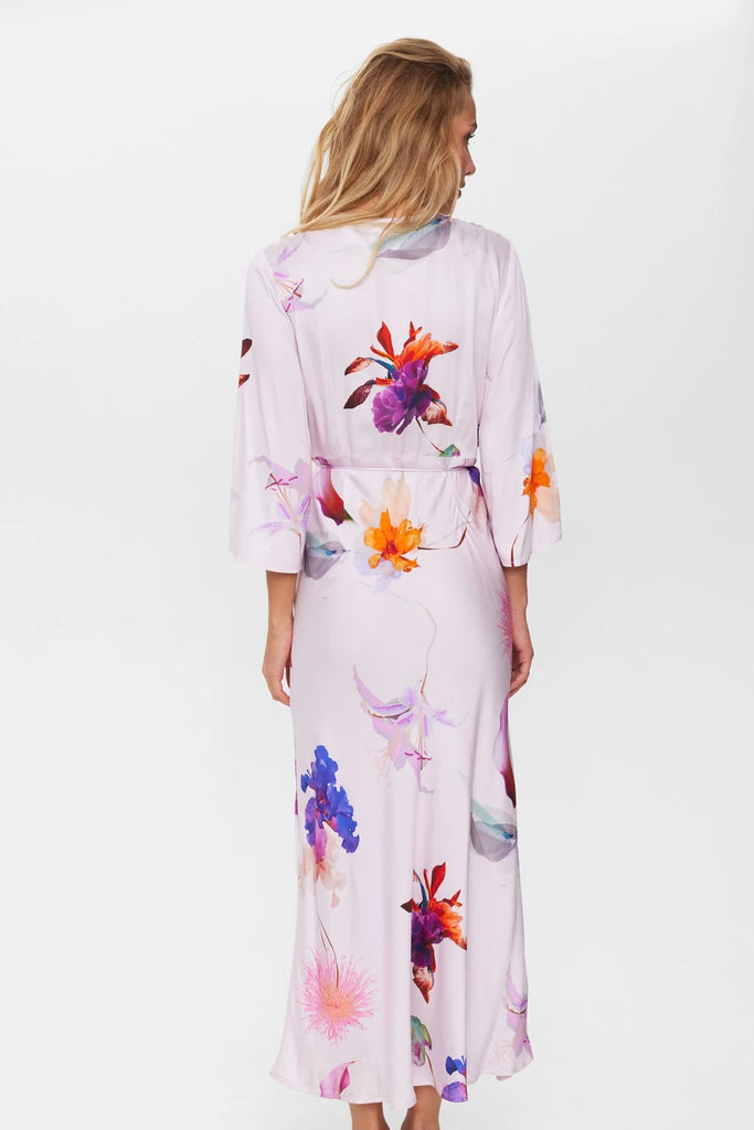 Numph Nurita Lilac Floral Print Midi Dress From Back