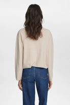 Numph Nucarma Beige High Neck Ribbed Jumper From The Back