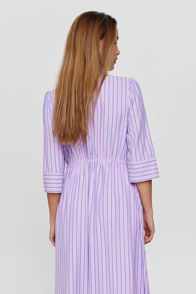 Numph Nuaqua Lilac Pinstripe Shirt Dress From The Back