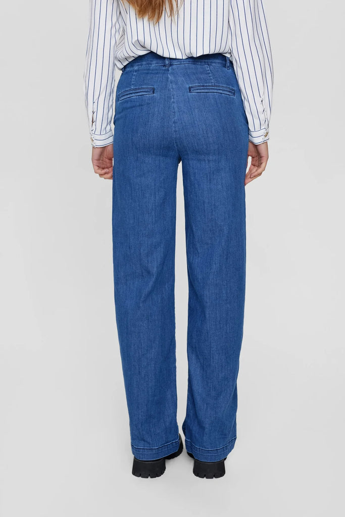 Numph Nuamber High Waisted Denim Blue Jeans - Back