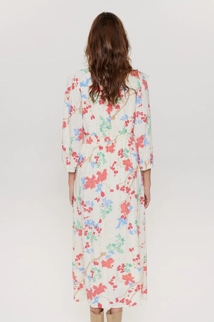 Numph Nucatalin Pristine Blossom Print Midi Dress From The Back 