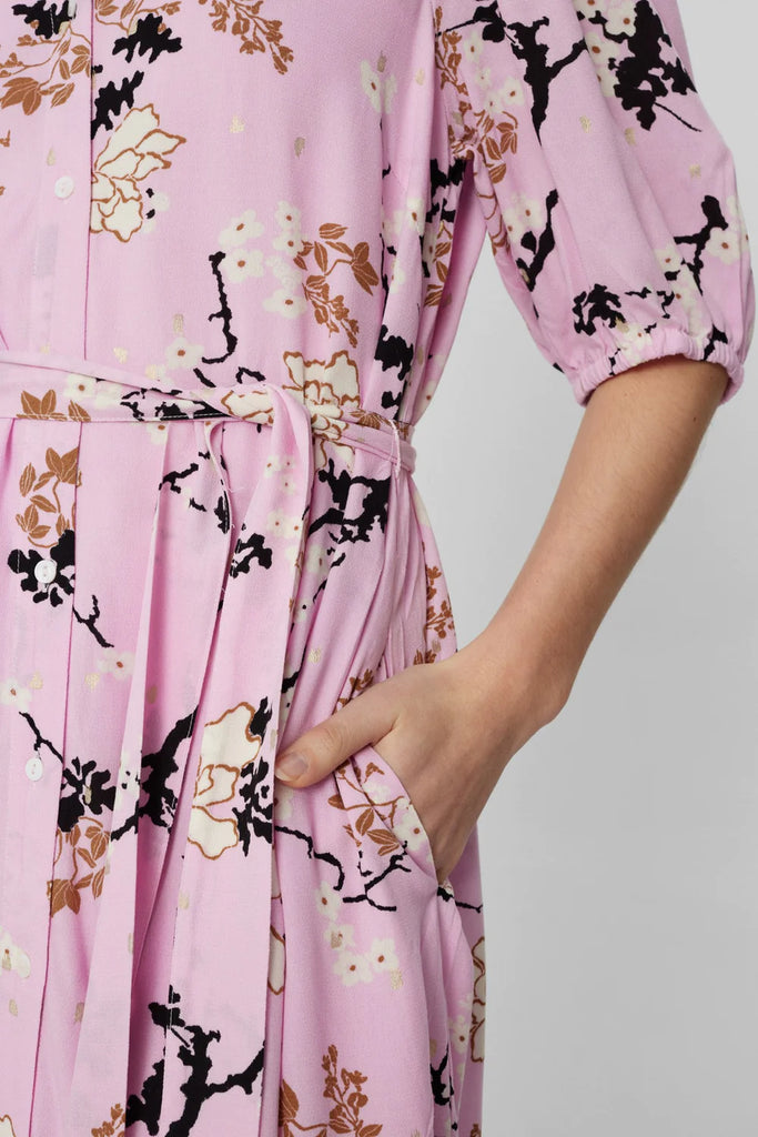 Numph Nucatalin Pink Blossom Print Dress With Pockets