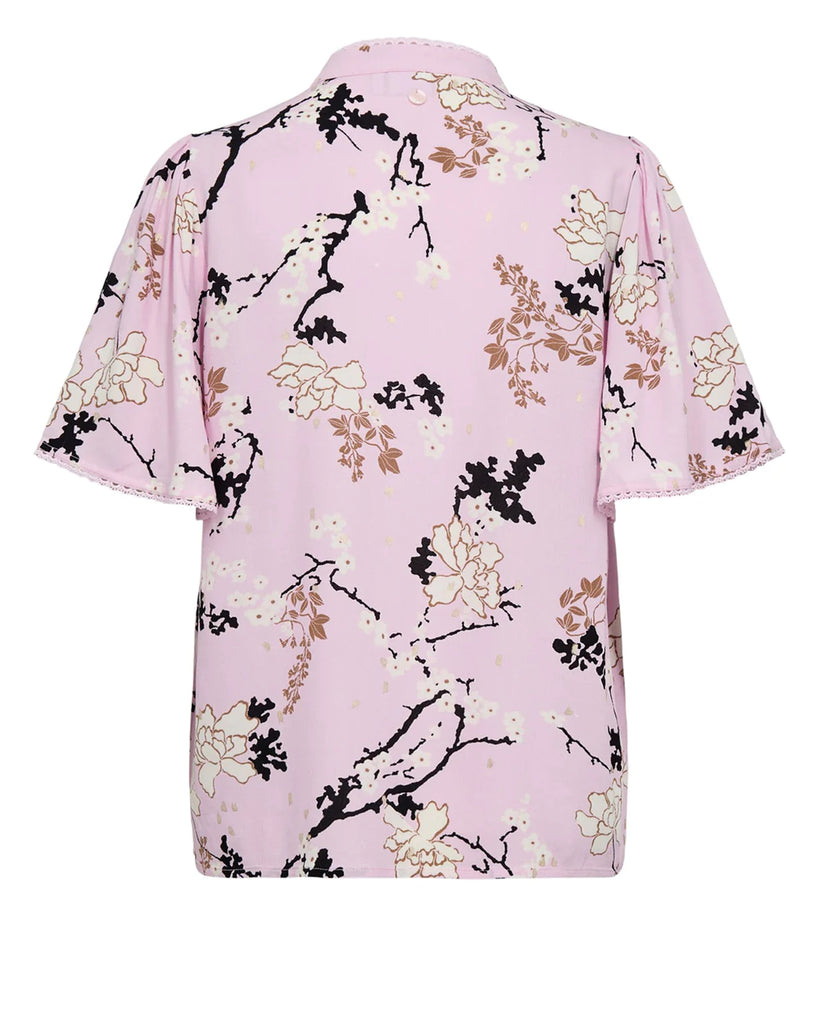 Numph Pink Blossom Print Top From Back