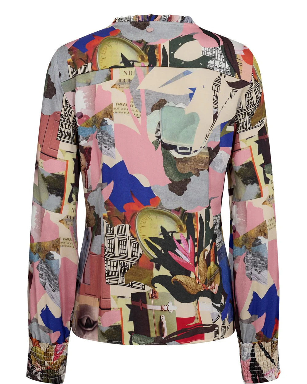 Numph Nufaya Collage Print Ruffle Trim Shirt From The Back