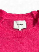 Numph Nuriette Selma Wool Jumper in Flamingo Pink – label close-up