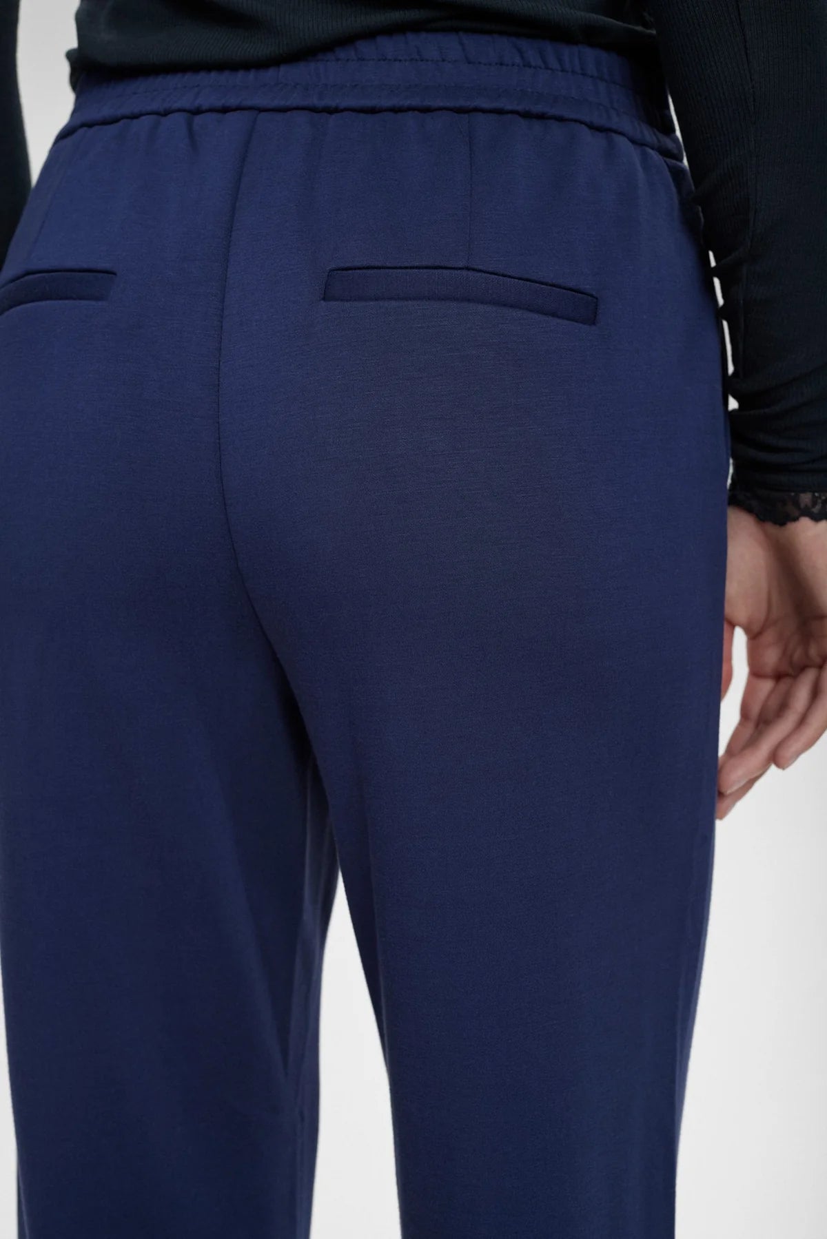 Numph Nufilla Navy Tapered Leg Trousers From Back