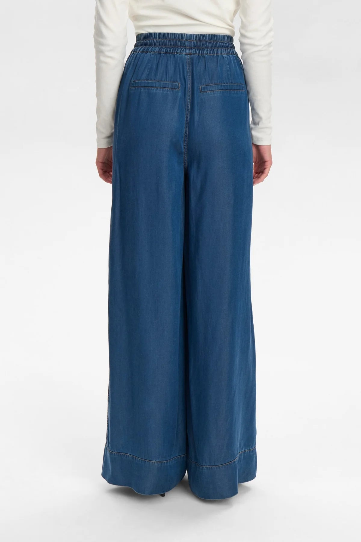 Numph Numiami Denim Wide Leg Trousers From The Back 