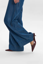 Numph Numiami Dark Denim Wide Leg Flared Trousers