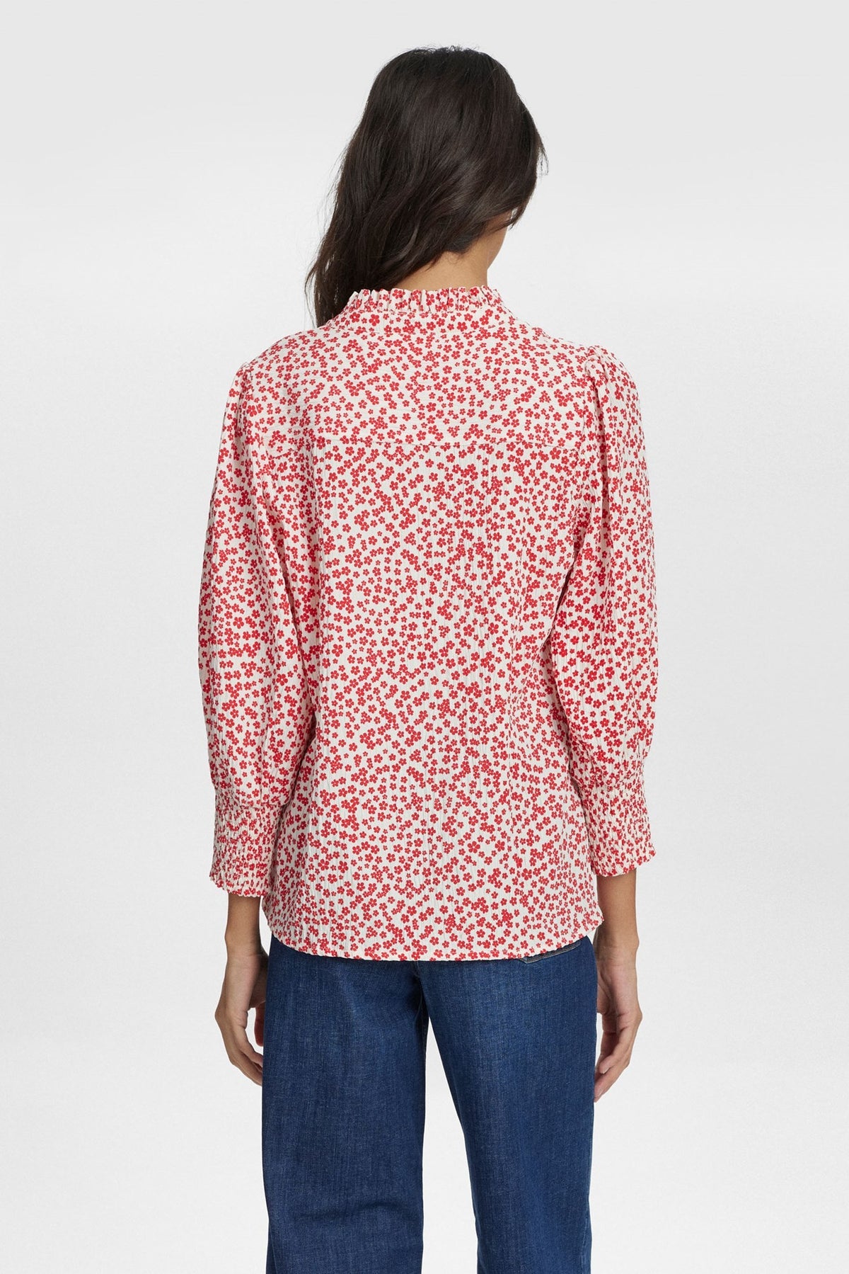 Numph Nuiva Floral Print Flat Collar Shirt From the Back 