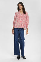 Numph Nuiva Floral Print Flat Collar Shirt with long sleeves