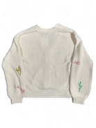 Back of Numph Nuwally motif cardigan in cream with soft relaxed silhouette