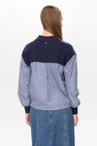Back view of Numph Numarsy jumper with stripe contrast