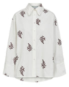 Numph Nubaily scalloped collar white shirt – detailed close-up