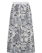 Numph Nugardenia navy off-white print midi skirt flat lay front