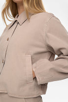 Numph Numariam cropped cotton jacket beige side detail