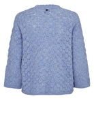 Numph Nuriette pointelle wool blend jumper hydrangea blue flat lay back 