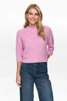 Numph Nuriette pointelle wool blend jumper in pink front view