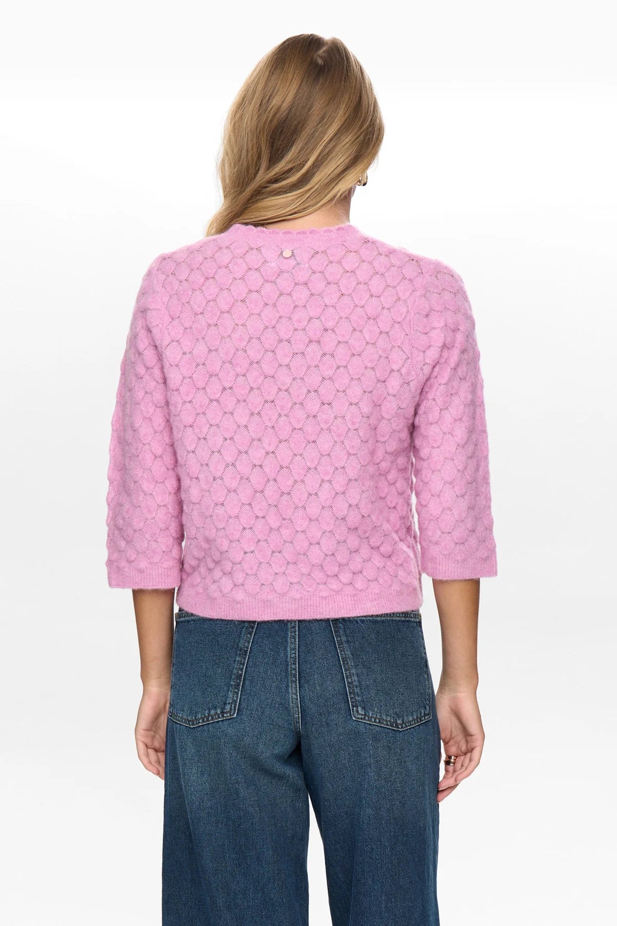 Numph Nuriette pointelle jumper pink back view