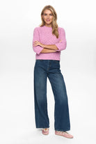 Numph Nuriette pointelle wool blend jumper pink 