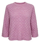 Numph Nuriette pointelle wool blend jumper pink flat lay