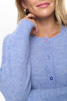 Numph Nurietto light blue pointelle cardigan worn open