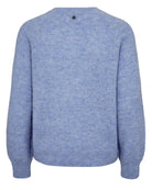 Numph Nurietto light blue pointelle cardigan flat back view
