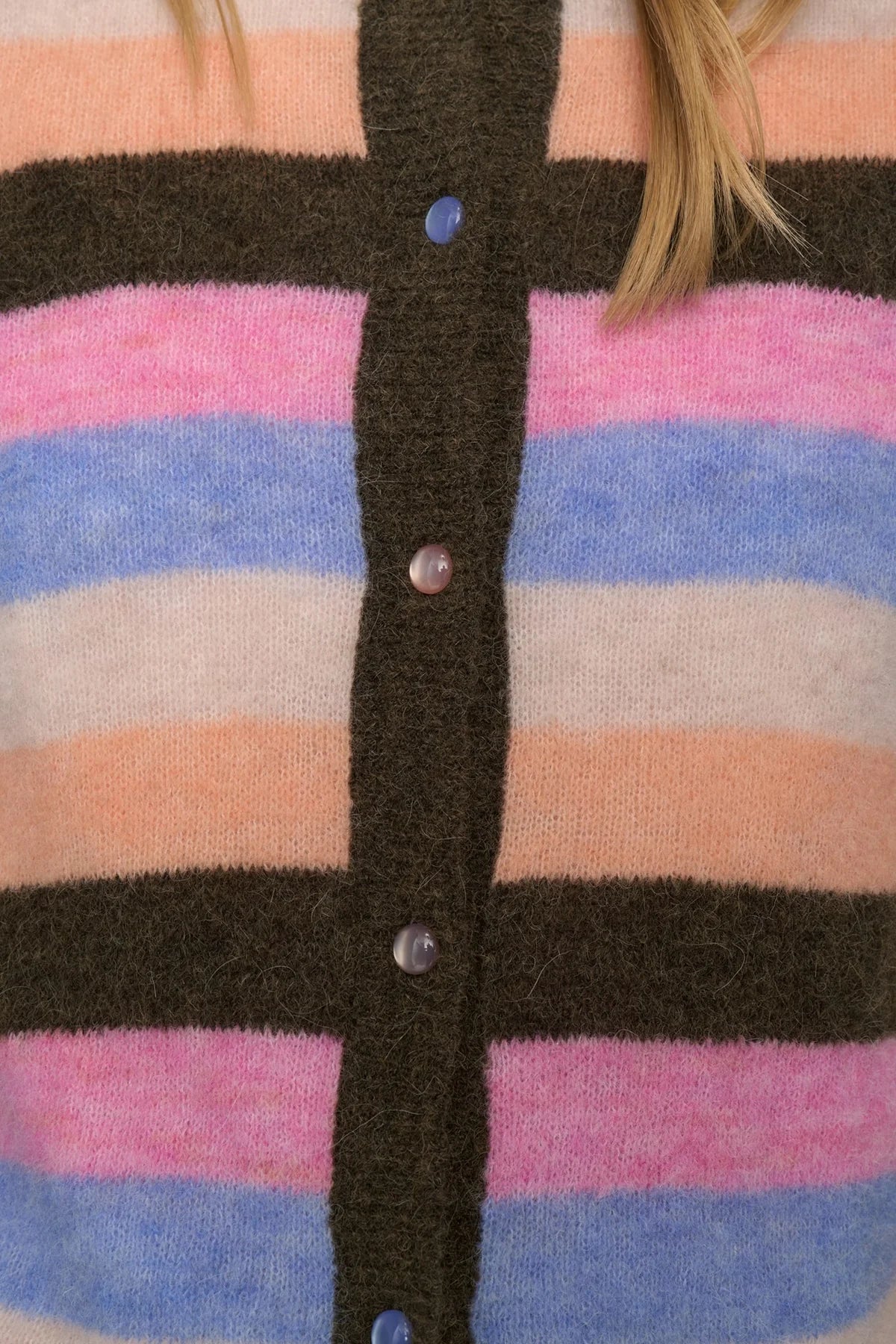 Numph Nuriette striped vest top button front detail