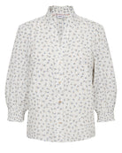 Numph Nufenja white and blue floral blouse full length