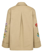 Numph Nubivalli beige utility jacket with embroidered flowers from back 