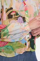 Numph fairytale print blouse buttoned sleeve detail 