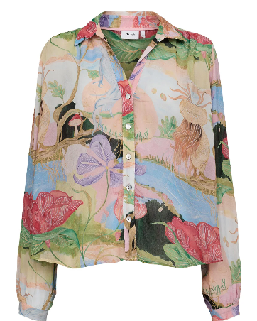 Numph fairytale print blouse flat lay front 