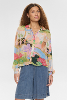 Numph Nushailyn fairytale print semi sheer shirt front