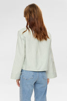 Numph Nukelsey green stripe shirt back view relaxed fit