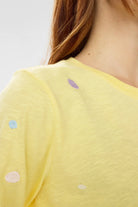 Numph yellow T-shirt multicolour embroidered dot detail